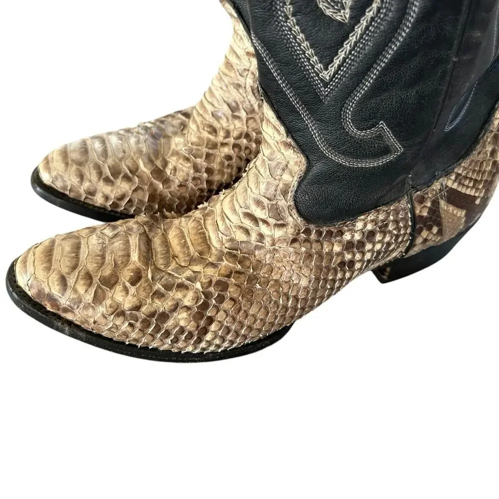 Corral Exotic Python & Leather Western Cowboy Boots Brown & Black Men's 9.5 D